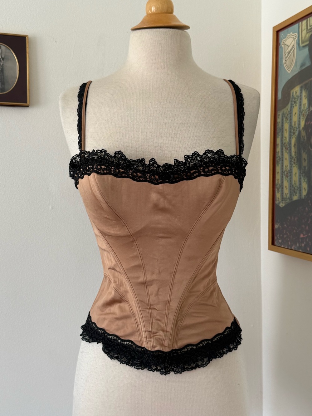 Lace trim bustier corset top